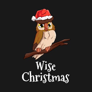 Wise Christmas Merry Christmas Santas Hat Owl T-Shirt