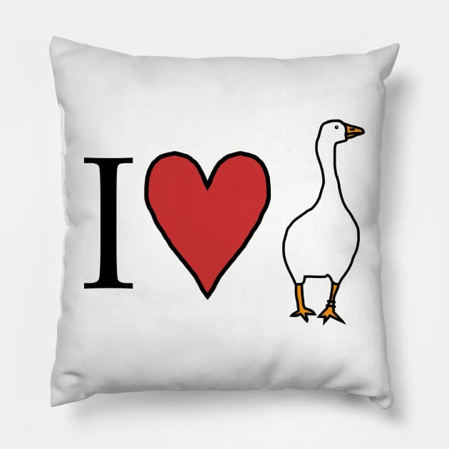 I Love My Goose for Valentines Day Pillow by ellenhenryart