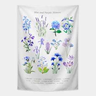 blue purple flowers collection Tapestry