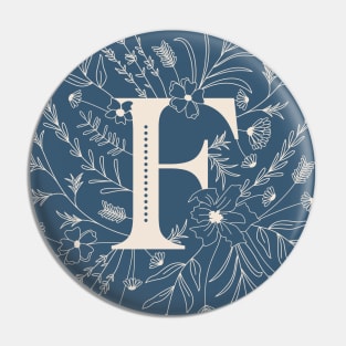 Botanical Letter F (Lake Blue) Pin