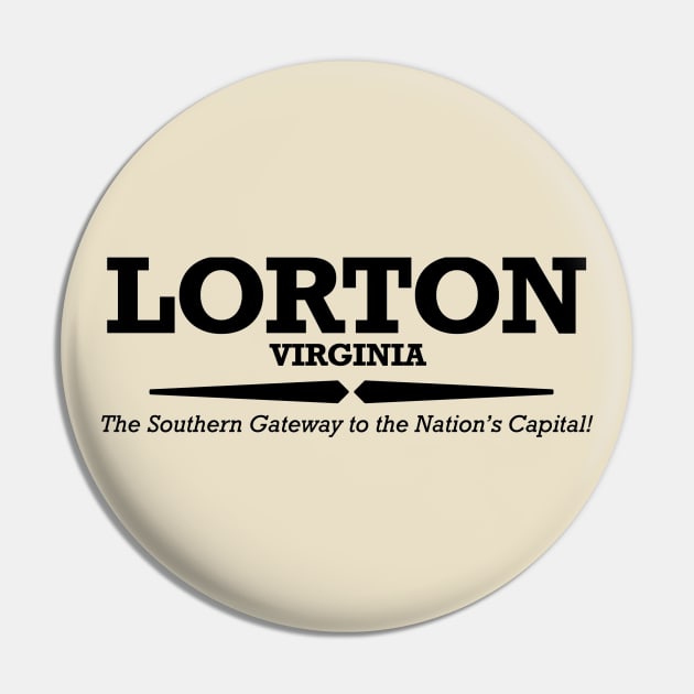 Lorton, VA - Black Print Pin by Swift Art