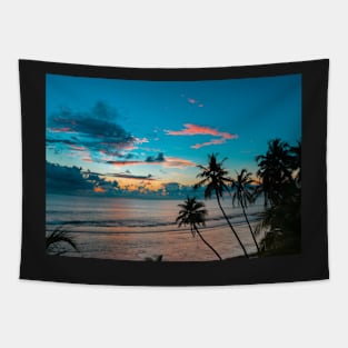 PALM TREE SUNSET ON THE SEA SHORE DESIGN Tapestry