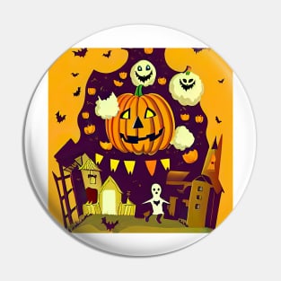 Halloween Scary Evil Pumpkin Funny Pumpkin Head Ghost Spooky Pin