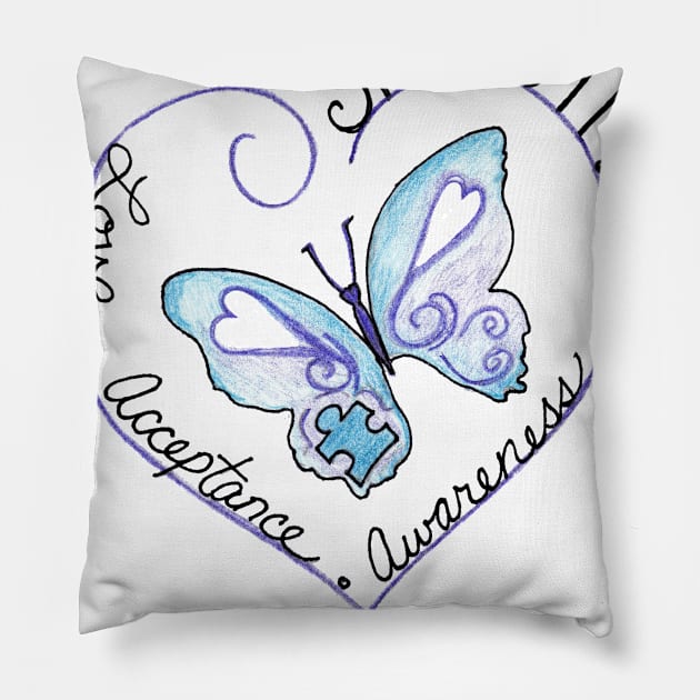 Spread Love, Acceptance & Awareness Pillow by worksofheart