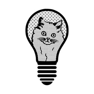 Vintage Kitty Cat Light Bulb Outline T-Shirt