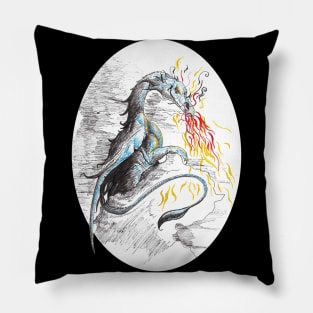 Dragon drawing - vintage fantasy inspired designs Pillow