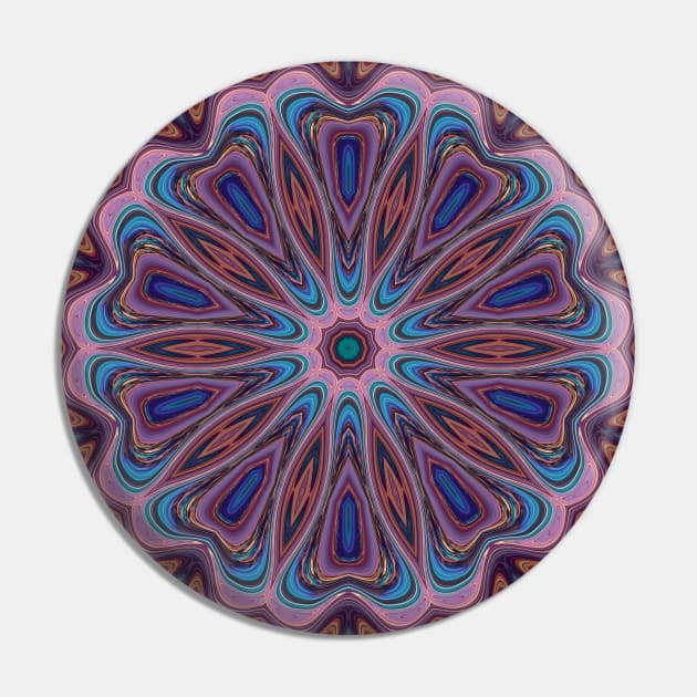 Liquified Fractal Art Abstract Kaleidoscope Flower in Pink, Purple, Blue, Green and Aqua Pin by karenmcfarland13