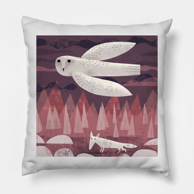 Owl and Fox Pillow by Gareth Lucas