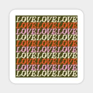 Love Retro 70s Typography Groovy Hippie Magnet