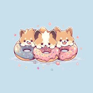 Kawaii Corgi with Donuts T-Shirt