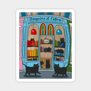 Bouquins et Felins Cat Bookstore Magnet