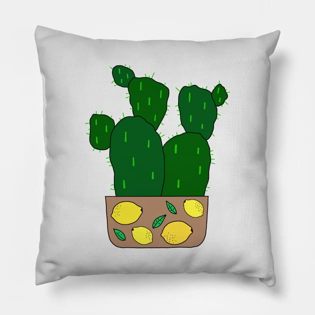 Cute Cactus Design #144: Potato Cacti In Cute Lemon Pot Pillow by DreamCactus