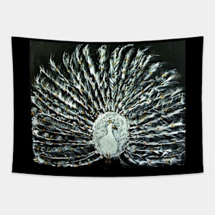 White and Gold Peacock Tapestry