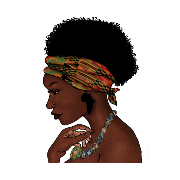 Proud African Woman with West African Pattern by dukito