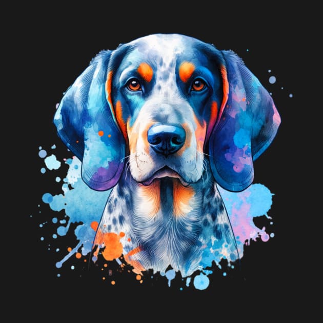 Watercolor Bluetick Coonhound by The Jumping Cart