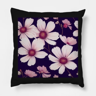 Pink Cosmos on Dark Background Pillow