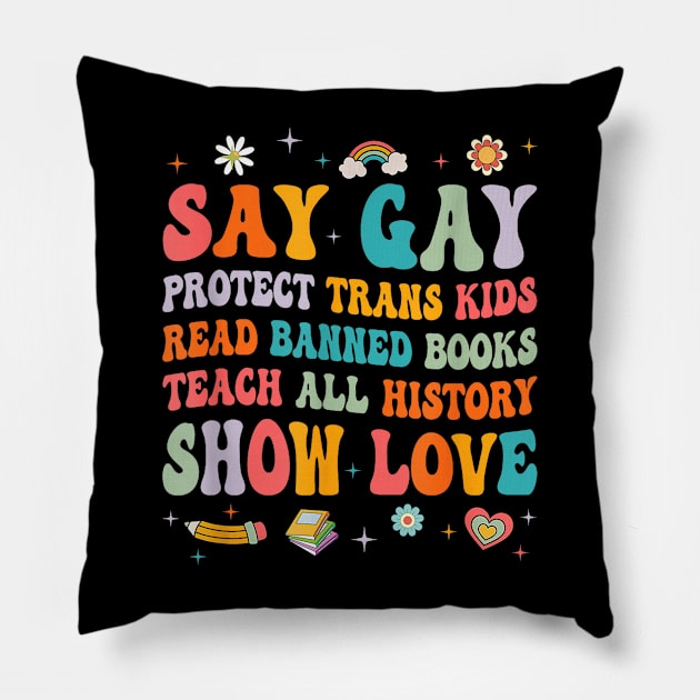 Protect Trans Kids Show Ur Love LGBT Gift Pillow by FêriStore'