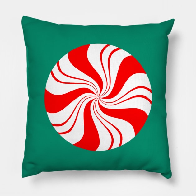 Round Peppermint Christmas Candy Pillow by Art by Deborah Camp