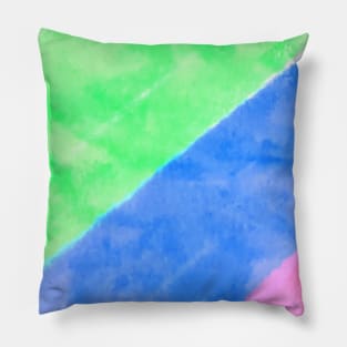 Blue pink green yellow watercolor abstract Pillow