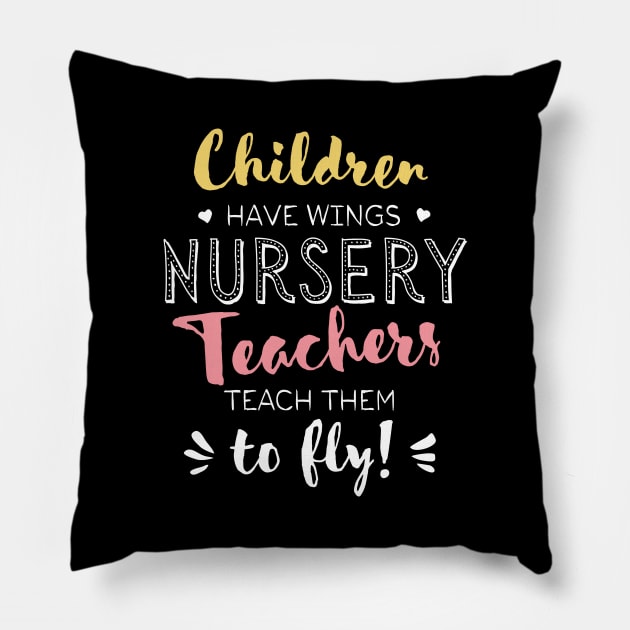 Nursery Teacher Gifts - Beautiful Wings Quote Pillow by BetterManufaktur