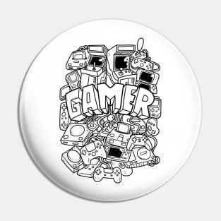 Retro gaming doodle Pin