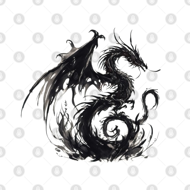 Japanese dragon painted in ink by T-Shirt Paradise