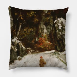 Winter in the Jura by Gustave Courbet Pillow