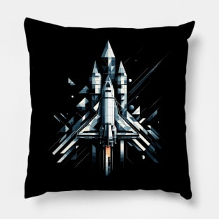 Futuristic Flight: NASA's Rocket in Geometric Vision Pillow