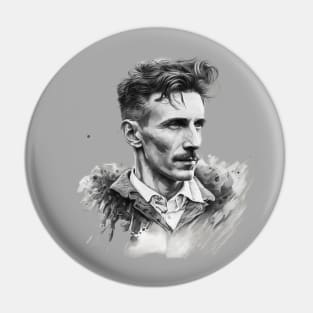 Nikola Tesla Hipster - Pay Homage to the Father of Electricity in Style Pin