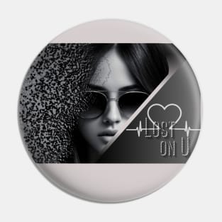 Lost on U Sad girl Black and Grey 2 Pin