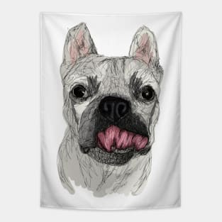 Bulldog draw with scribble art style Tapestry