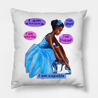 Positive Affirmations balerina African American girl inspirational Gifts for women black girl affirmation Pillow