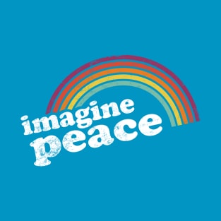 IMAGINE PEACE - Vintage Retro Rainbow T-Shirt