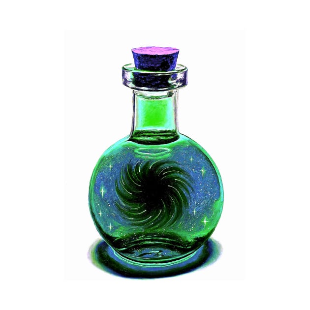 Black hole galaxy potion blue green purple by LukjanovArt