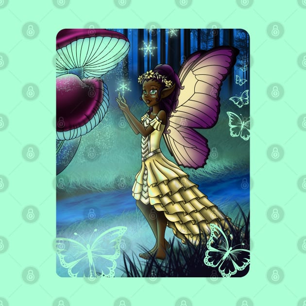 African American Fairy and Mushrooms by treasured-gift