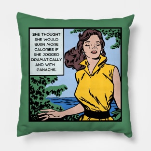 Comic Woman Jogs With Panache Pillow