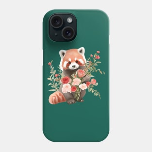 Red panda with flowers Phone Case