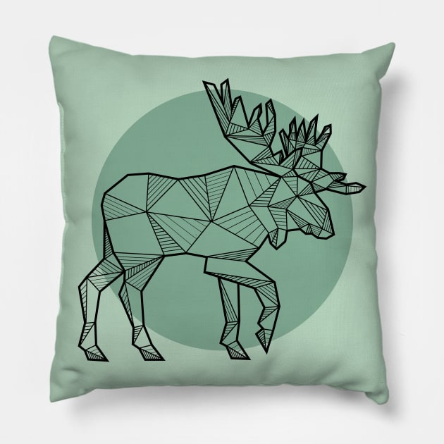 Moose / Elk - Geometric Animals Pillow by alcateiaart