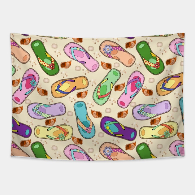 Flip Flops Pattern Tapestry by Designoholic