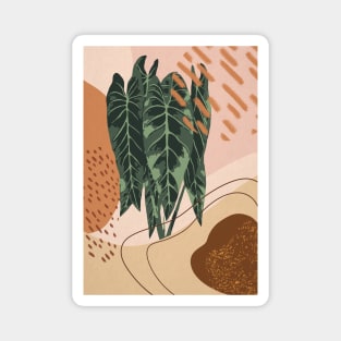 Mid Century Modern, Abstract Philodendron Illustration Magnet