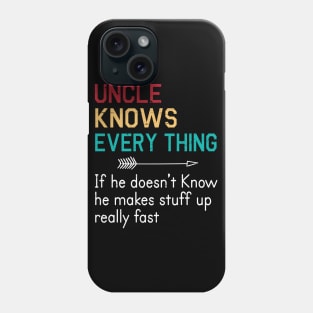 Uncle Knows Everything If He Doesn't Know He Makes Stuff Up Really Fast Happy Father Parent Day Phone Case