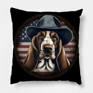 Patriotic Basset Hound Pillow