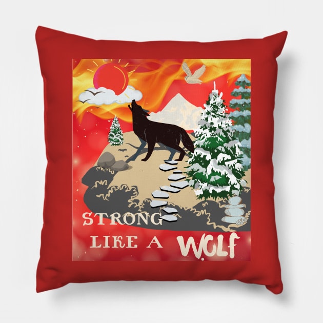 strong like a wolf Pillow by HM design5