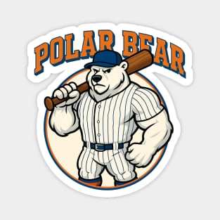 Polar Bear Power Baseball Mascot Magnet