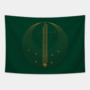 Christmas elegant pattern geometric green gold Tapestry