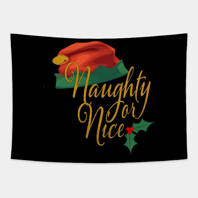 Naughty or Nice Tapestry by jaz graphic t-shirts