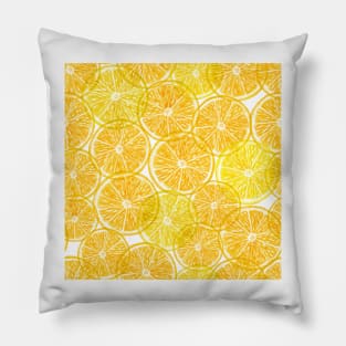 Orange transparent slices. Summer tropical translucent citrus fruits. Pillow