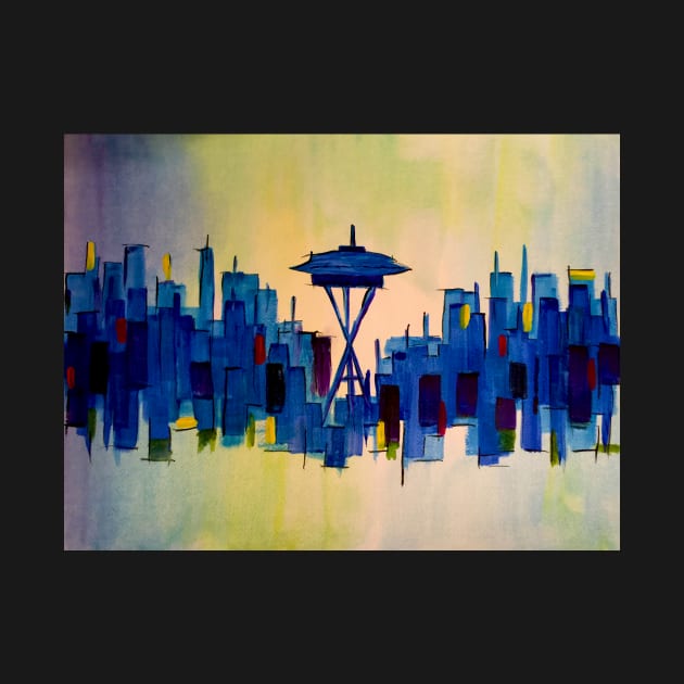 Abstract painting of the Seattle landscape by WelshDesigns