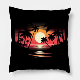 palm tree sunset Pillow