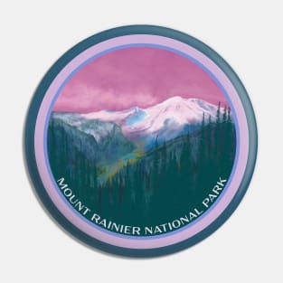 Mount Rainier National Park Impressionist Landscape Painting Pin